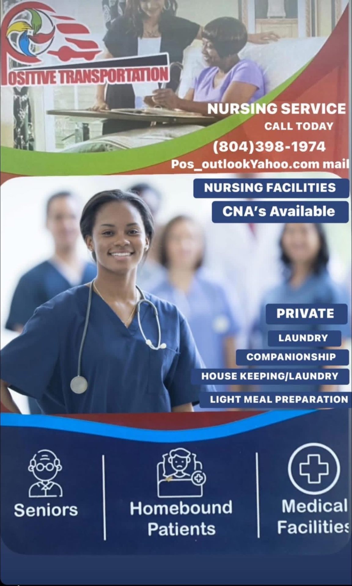 Positive Transportation Nursing Service — CNAs available